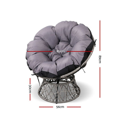 Gardeon Outdoor Chairs Outdoor Furniture Papasan Chair Wicker Patio Garden Grey.