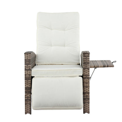 Gardeon Outdoor Recliner Chairs Sun lounge Wicker Lounger Patio Furniture Adjustable Brown