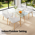 Gardeon 2PC Outdoor Dining Chairs Wicker Chair Patio Furniture Garden Steel White.