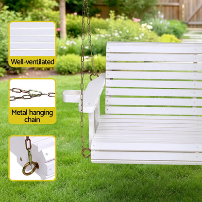 Gardeon Porch Outdoor Swing Chair With Cup Holder Wooden Furniture 2 Seater
