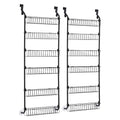 Artiss 2x Over Door Storage Pantry Organiser 6-Tier Metal Hanger Hook Black