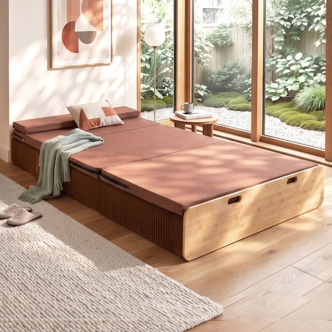 Artiss Folding Kraft Paper Bed Frame with Mattress and Pillow 300kg Capacity 200x120cm Hover Image