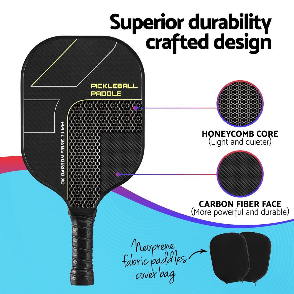 Everfit 2PCS Pickleball Paddles Set Outdoor Pickle Balls Rackets with Cover Bag Training.