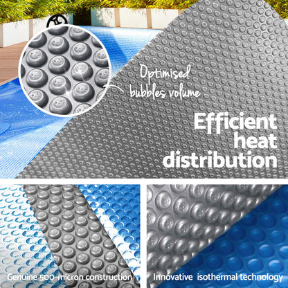 Aqua Buddy Pool Cover 500 Micron 7x4m Swimming Pool Solar Blanket Blue Silver