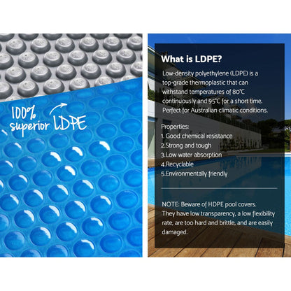 Aquabuddy Pool Cover 500 Micron 8x4.2m Blue Swimming Pool Solar Blanket 5.5m Roller