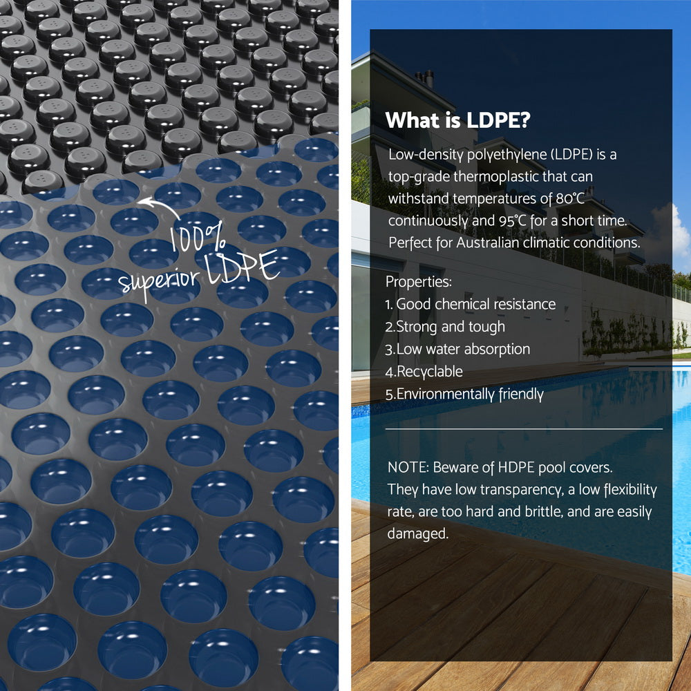 Aqua Buddy Pool Cover 600 Micron 8.5x4.2m w/ Roller 5.55m Swimming Pools Black Solar Blanket