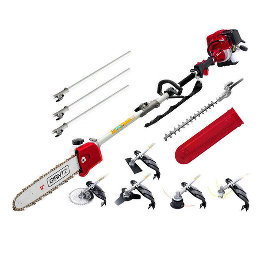 Giantz 4 Stroke Pole Chainsaw Petrol Hedge Trimmer Tree Pruner 12'' 7 In 1.