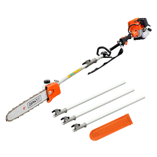 Giantz Pole 4 Stroke Chainsaw Petrol Tree Pruner Long Reach Saw 12 Inch Bar.