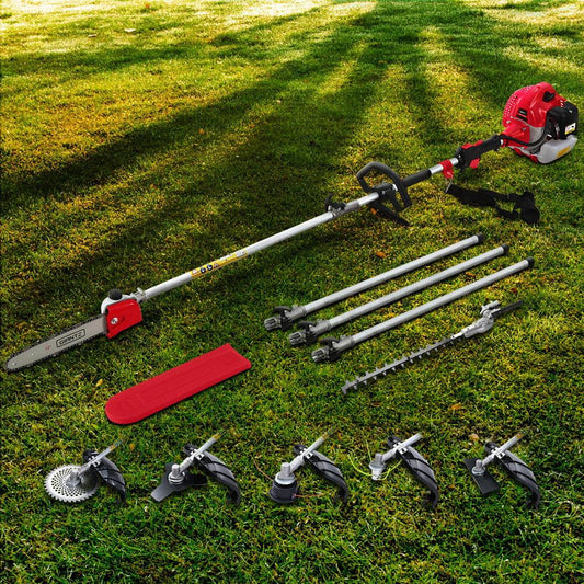 Giantz 65CC Pole Chainsaw Hedge Trimmer Brush Cutter Whipper Snipper 7-in-1 5.6m.
