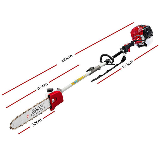 Giantz Pole Chainsaw Petrol 2 Stroke Tree Pruner Long Reach Saw 12 Inch Bar.