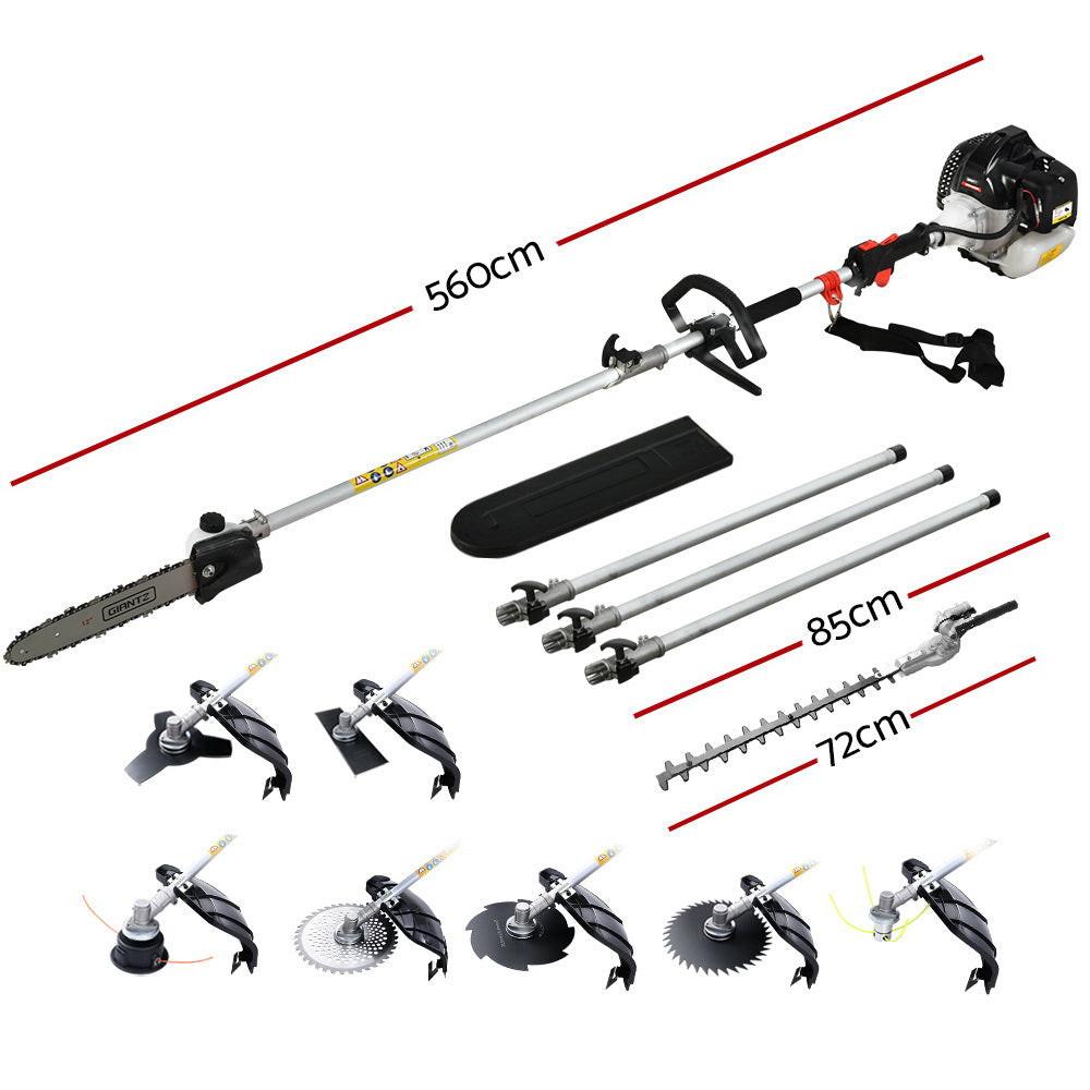 Giantz 62CC Pole Chainsaw Hedge Trimmer Brush Cutter Whipper Snipper Saw 9-in-1 5.6m.