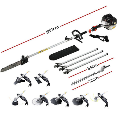 Giantz 62CC Pole Chainsaw Hedge Trimmer Brush Cutter Whipper Snipper Saw 9-in-1 5.6m.