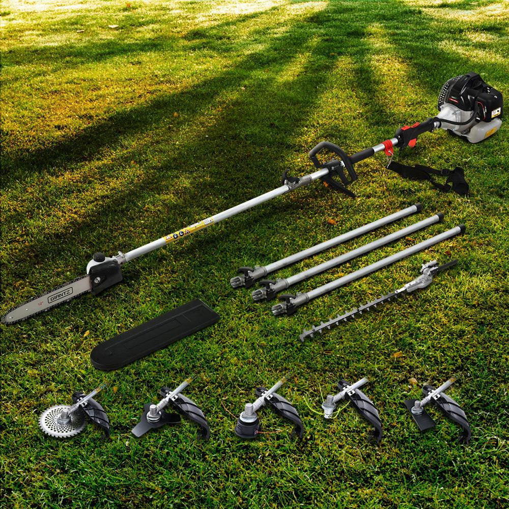 Giantz 62CC Pole Chainsaw Hedge Trimmer Brush Cutter Whipper 7-in-1 5.6m Black.