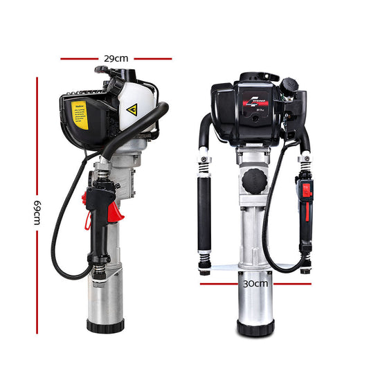 Giantz Petrol Post Driver 38CC 4-Stroke Rammer Pile Star Picket Fence Hole Black.