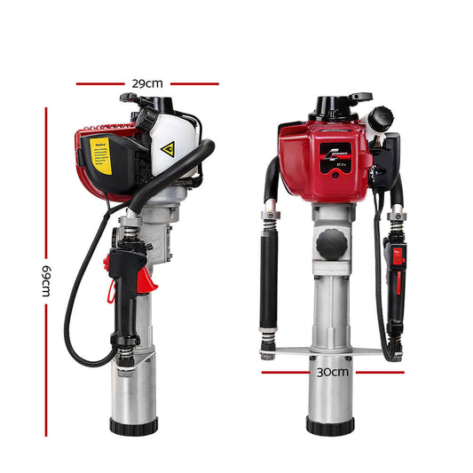 Giantz Petrol Post Driver 38CC 4-Stroke Rammer Pile Star Picket Fence Hole Drive Red.