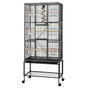 i.Pet 176cm 3-Tier Large Bird Cage Aviary with Ladder Parrot Budgie Wheels Black