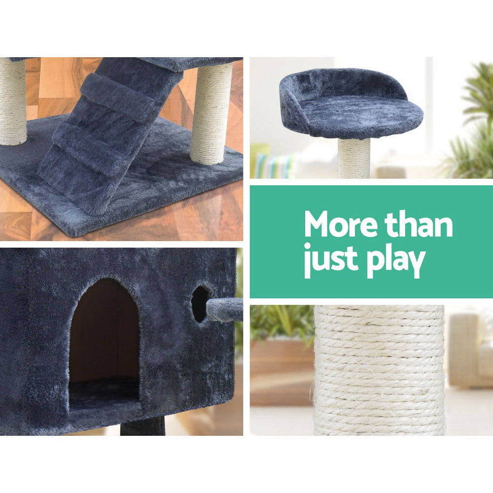 i.Pet Cat Tree 134cm Tower Scratching Post Scratcher Wood Condo House Bed Grey.