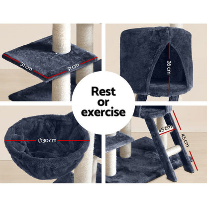 i.Pet Cat Tree 244cm Tower Scratching Post Scratcher Trees Condo House Grey.