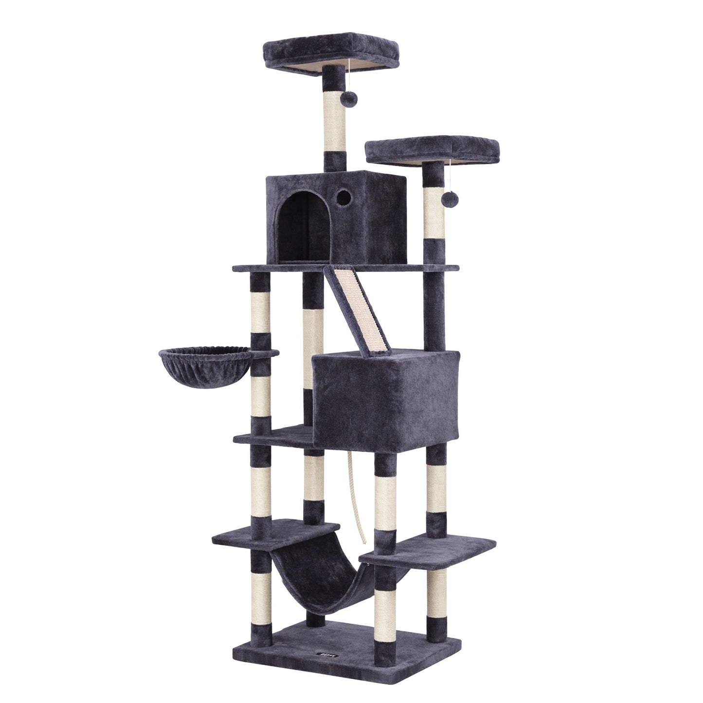 i.Pet Cat Tree Tower 206cm Large Scratching Post Furniture Scratcher House Grey