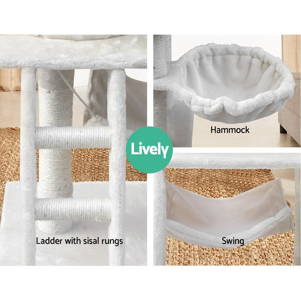 i.Pet Cat Tree 141cm Tower Scratching Post Scratcher Condo Wood House Bed Beige.