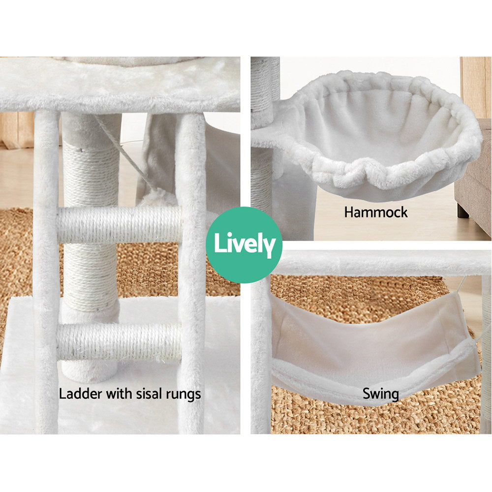 i.Pet Cat Tree 141cm Tower Scratching Post Scratcher Condo Wood House Bed Beige.