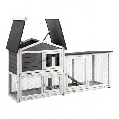 i.Pet Chicken Coop Rabbit Hutch Extra Large Wooden Run Cage House With Run Cage