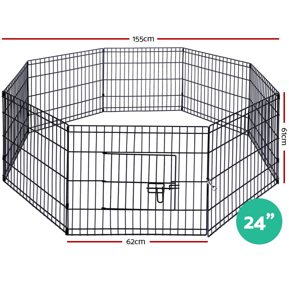 i.Pet 24" 8 Panel Dog Playpen Pet Fence Exercise Cage Enclosure Play Pen.