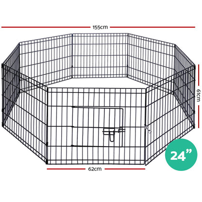 i.Pet 24" 8 Panel Dog Playpen Pet Fence Exercise Cage Enclosure Play Pen.