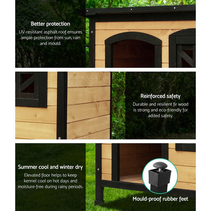 i.Pet Dog Kennel Extra Large Wooden Outdoor Indoor Puppy Pet House Cabin Crate Weatherproof.