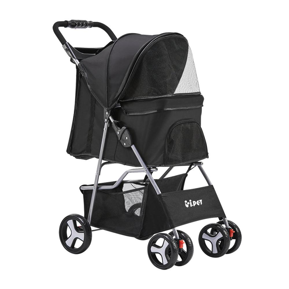 i.Pet 4 Wheel Pet Stroller - Black.