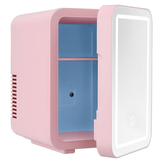Glacio Mini Fridge Skincare Beauty Cooler Warmer LED Mirror 12V 220V Pink 4L.