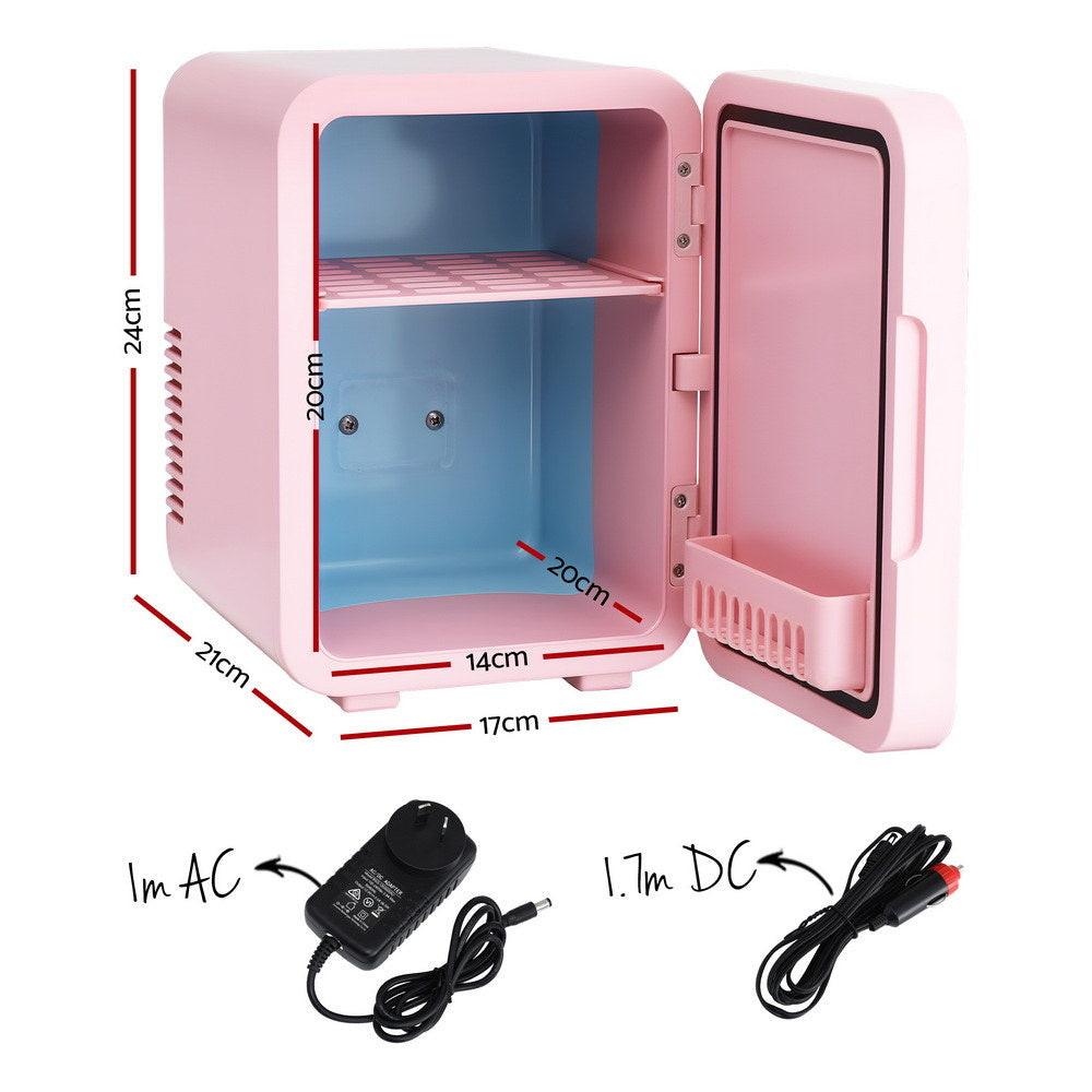 Glacio Mini Fridge Skincare Beauty Cooler Warmer LED Mirror 12V 220V Pink 4L.