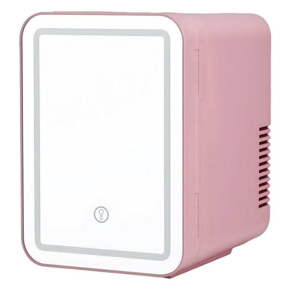 Glacio Mini Fridge Skincare Beauty Cooler Warmer LED Mirror 12V 220V Pink 4L.