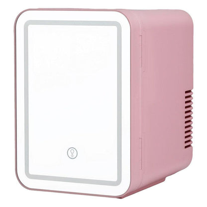 Glacio Mini Fridge Skincare Beauty Cooler Warmer LED Mirror 12V 220V Pink 4L.