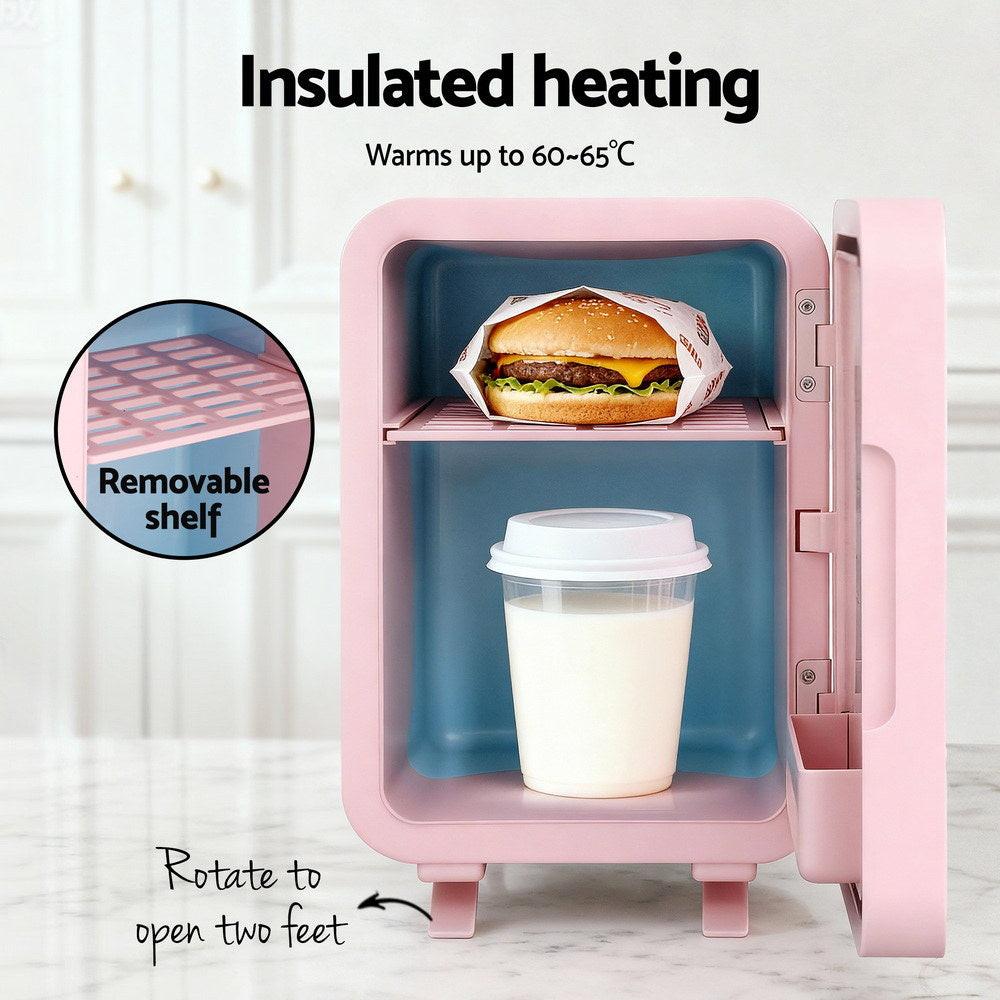 Glacio Mini Fridge Skincare Beauty Cooler Warmer LED Mirror 12V 220V Pink 4L.