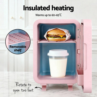 Glacio Mini Fridge Skincare Beauty Cooler Warmer LED Mirror 12V 220V Pink 4L.