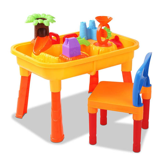 Keezi Kids Sandpit Pretend Play Set Sand Water Table Chair Outdoor Beach Toy.