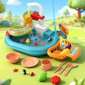 Keezi Kids Pretend Play Kitchen Sink with Faucet Floating Fishing Toys Play food.