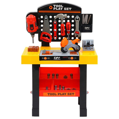 Keezi Kids Pretend Workbench DIY Tools 54 Piece Children Role Play Toys Black.