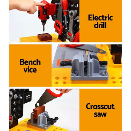 Keezi Kids Pretend Workbench DIY Tools 54 Piece Children Role Play Toys Black.