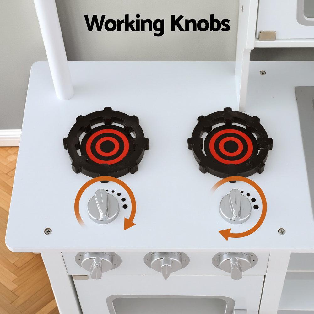 Keezi Kids Kitchen Play Set Wooden Pretend Toys Cooking Children Cookware Food.