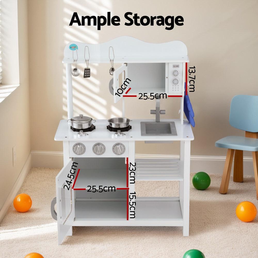 Keezi Kids Kitchen Play Set Wooden Pretend Toys Cooking Children Cookware Food.