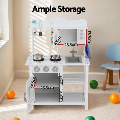 Keezi Kids Kitchen Play Set Wooden Pretend Toys Cooking Children Cookware Food.