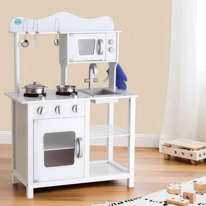 Keezi Kids Kitchen Play Set Wooden Pretend Toys Cooking Children Cookware Food.
