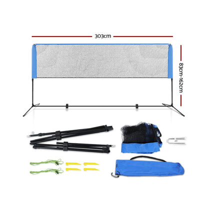 Everfit 3m Badminton Tennis Net Portable Volleyball Kit Adjustable Height.