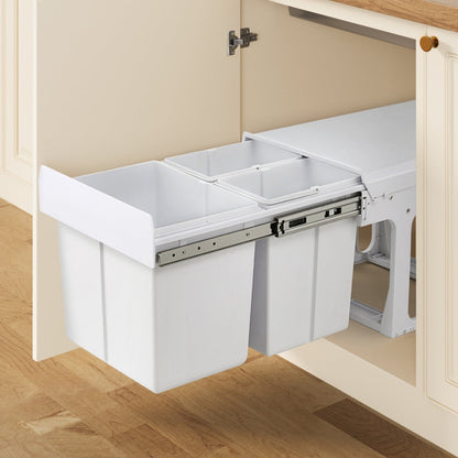 Cefito Pull Out Bin Kitchen Triple Slide Garbage Rubbish Bins Basket White 31L