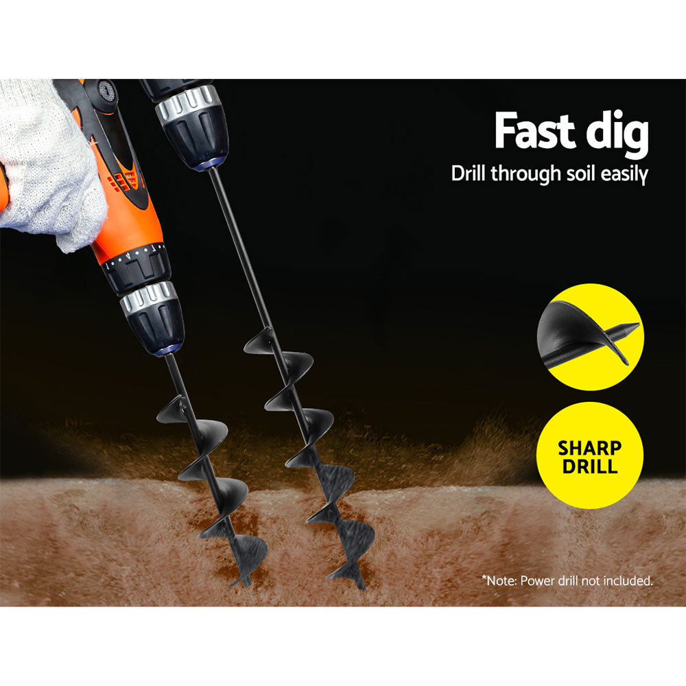Giantz Power Garden Spiral Auger Hole Digger Earth Drill Bit Î¦75x300 & 600mm.