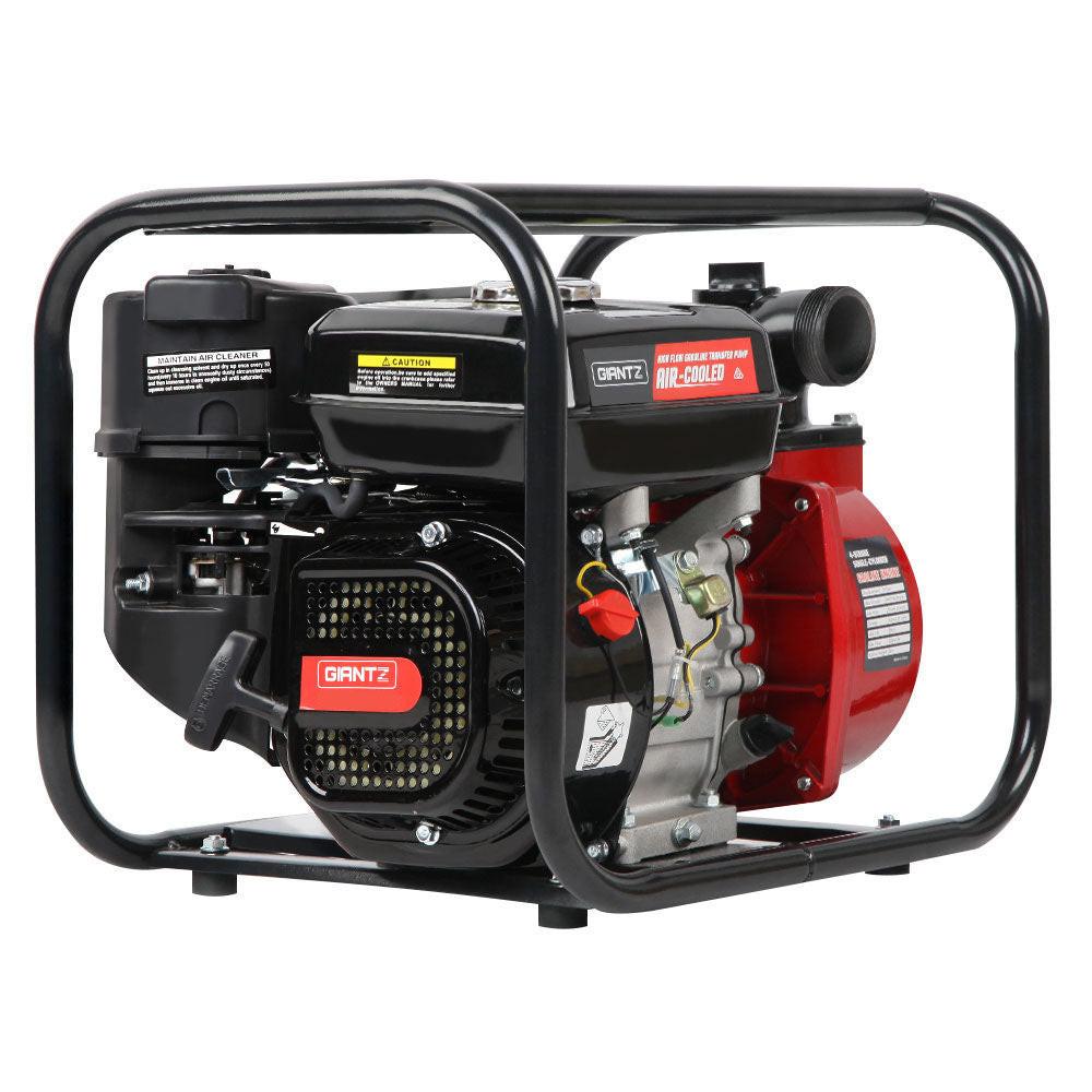 Giantz Petrol Water Pump, 2" 7HP Max High Flow Transfer Fire Fighting Pumps Rain Tank Oil Irrigation Garden Farm Pond Outdoor Irrigations, with Hose Fittings Inlet Filter Rubber Feet Black Red.