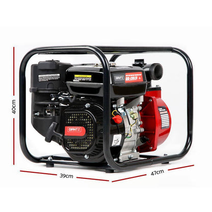 Giantz Petrol Water Pump, 2" 7HP Max High Flow Transfer Fire Fighting Pumps Rain Tank Oil Irrigation Garden Farm Pond Outdoor Irrigations, with Hose Fittings Inlet Filter Rubber Feet Black Red.