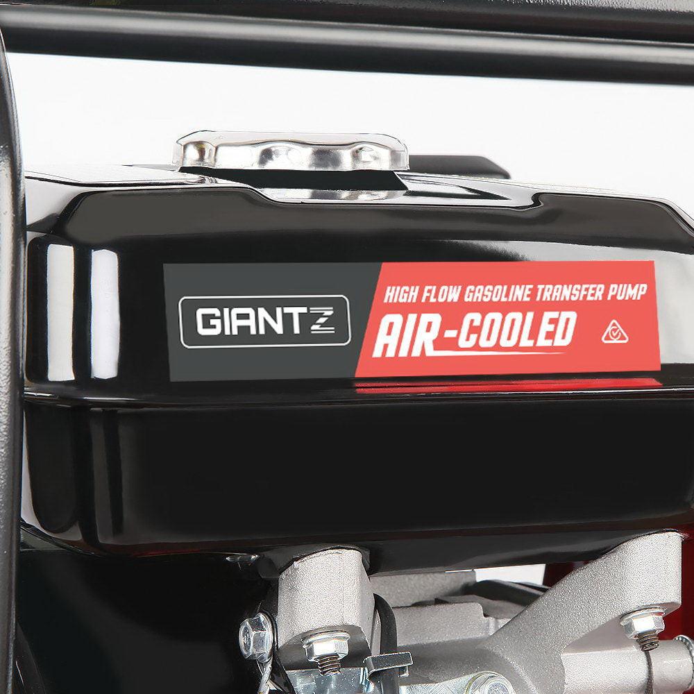 Giantz Petrol Water Pump, 2" 7HP Max High Flow Transfer Fire Fighting Pumps Rain Tank Oil Irrigation Garden Farm Pond Outdoor Irrigations, with Hose Fittings Inlet Filter Rubber Feet Black Red.